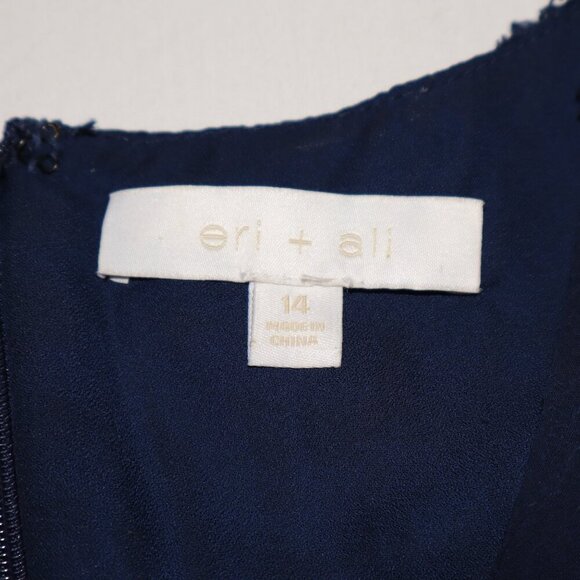 Anthropologie Eri+Ali Womens Michaela Dot Textured Midi Dress Blue Size 14 Lined - Picture 5 of 9